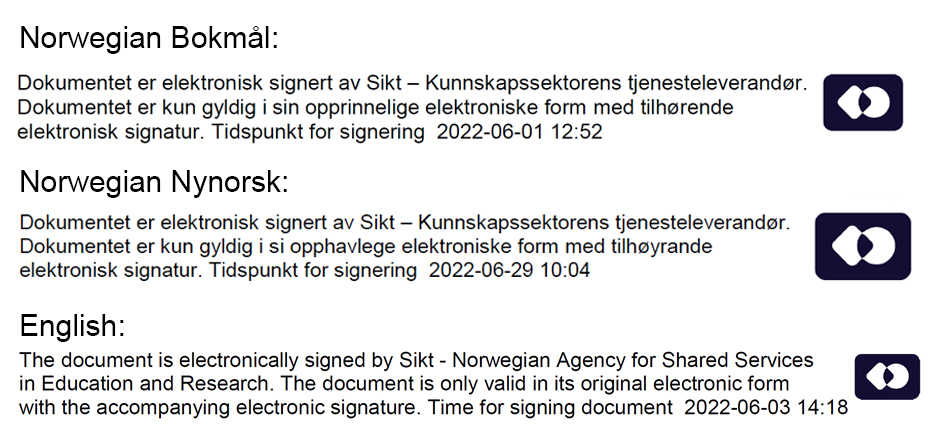 Different editions of digital signature