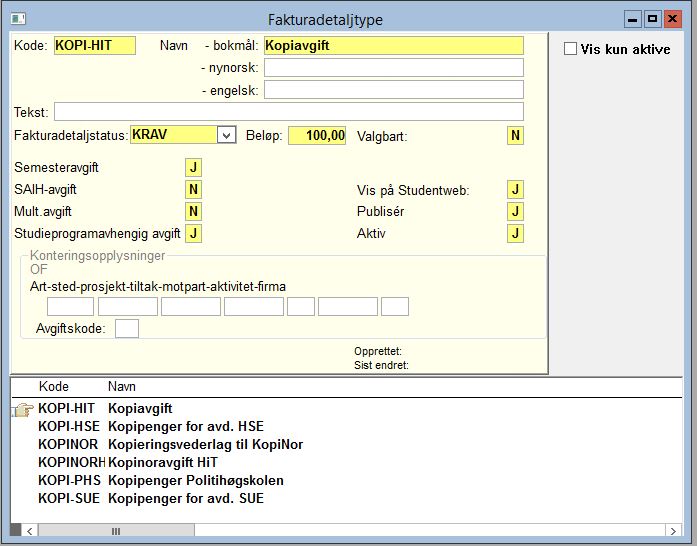 Fakturadetaljtype - Oracle Financials