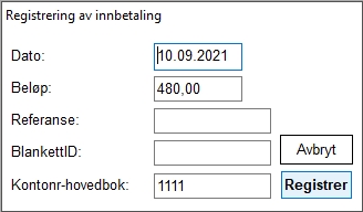 Registrering av innbetaling