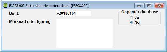 FS208.002 Slette siste eksporterte bunt