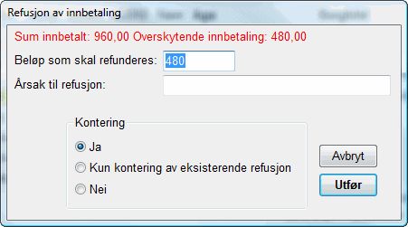 Refusjon av innbetaling