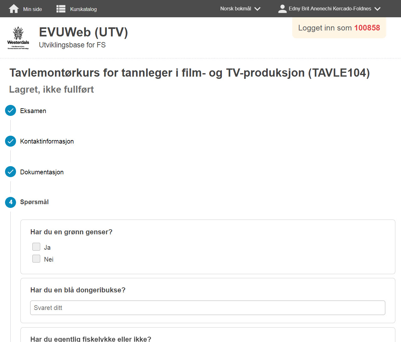 EVUweb - illustrasjon av gjennomførte steg