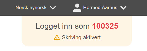 Plassering av banner som viser hvilken deltaker saksbehandler er logget inn som