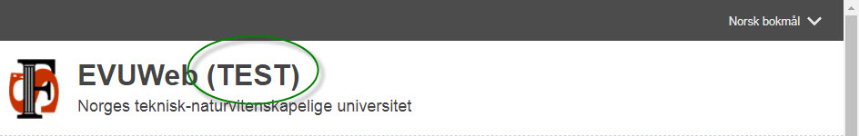 Skjermbilde som viser merking av testversjoner av EVUweb