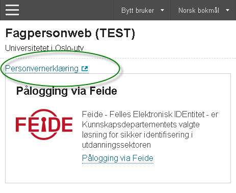 Plassering av lenke for personvernerklæring på små skjermer