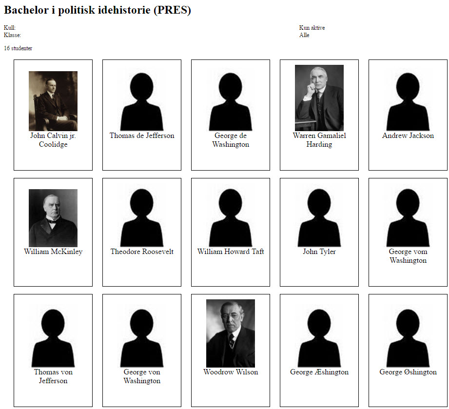 Skriv ut studentliste