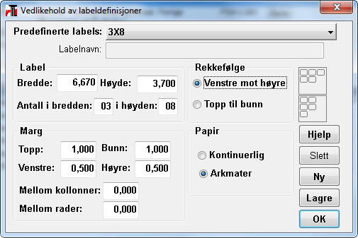 Vedlikehold av labeldefinisjoner