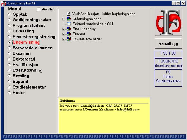 Hovedmeny med bokmerker