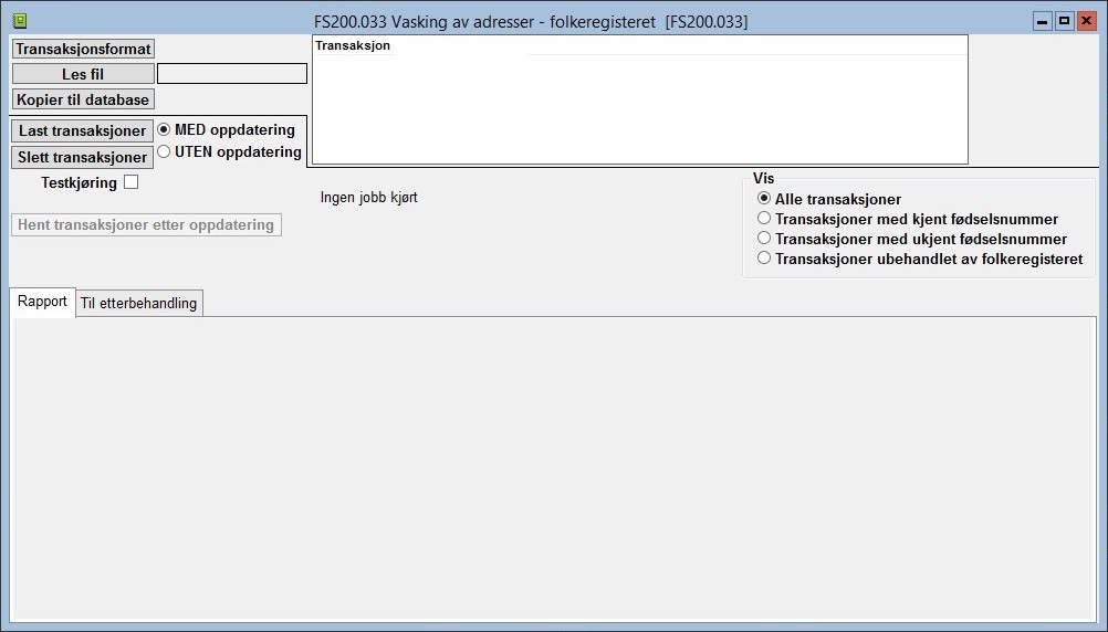 FS200.033 Vasking av adresser - folkeregisteret [FS200.0033]