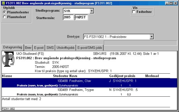 FS311.002 Praksisbrev - rapport