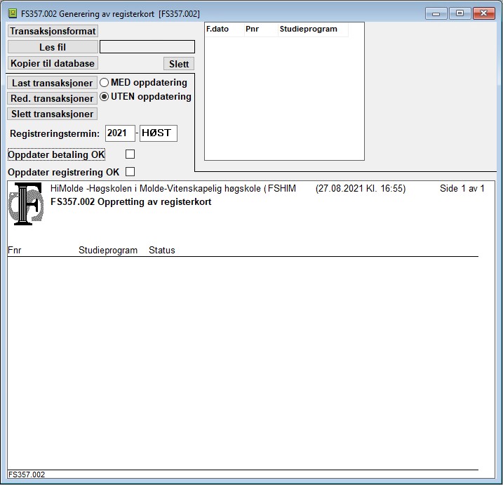 fs357.002 Generering av registerkort