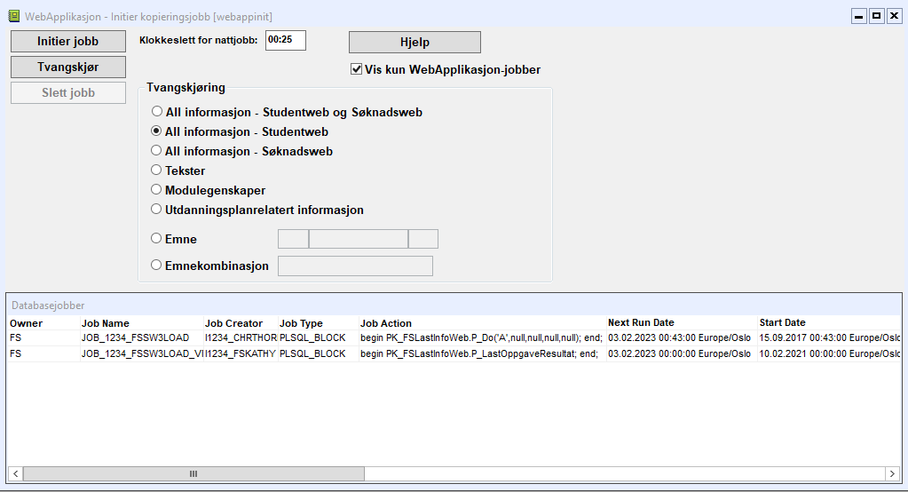 Webapplikasjon Initier kopieringsjobb