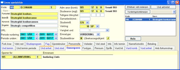 Emne samlebilde - Emnesperre