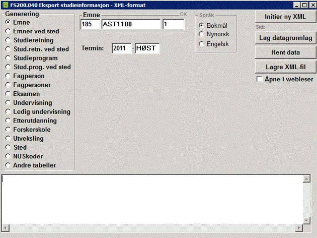 FS200.040 Eksport studieinformasjon XML-format