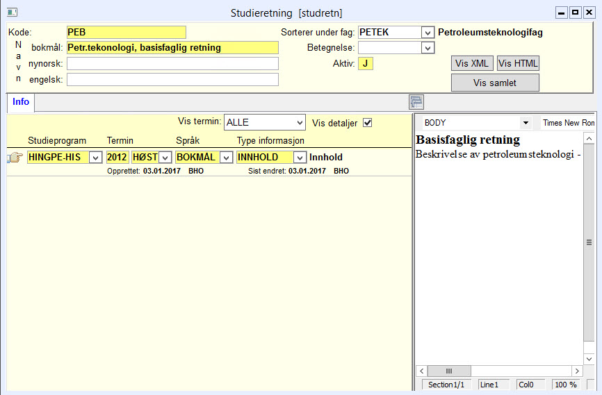 Bildet Studieretning