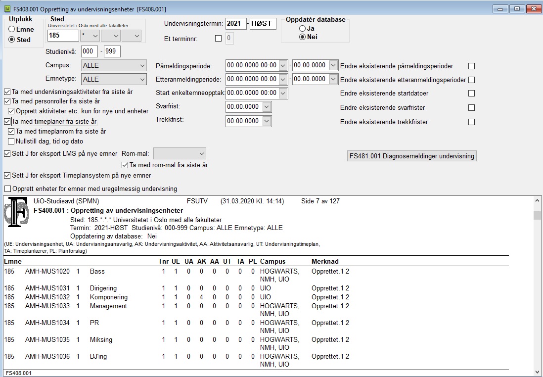 FS408.001 Oppretting av und.enheter