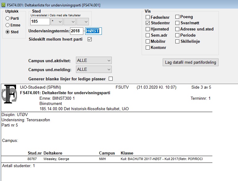 FS474.00 Deltakerliste