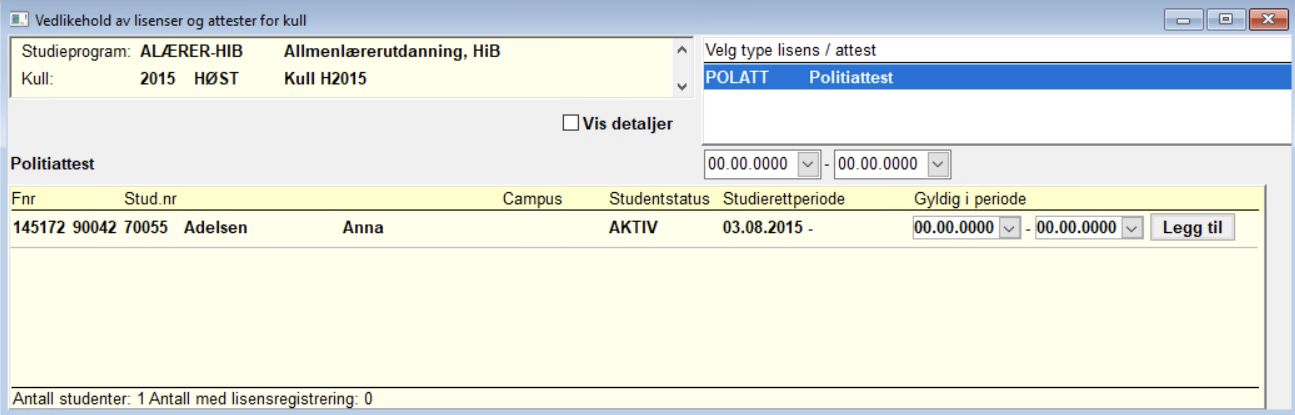 Vedlikehold av lisenser og attester for kull